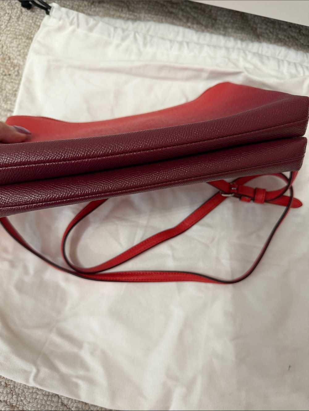 COACH Red Ombre Pebbled Leather Crossbody - Picture 4 of 4